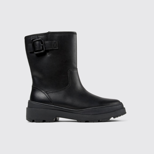 Image of Side view of Brutus Trek Black nubuck boots for women