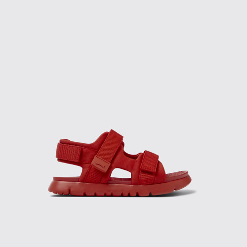 Image of Side view of Oruga Red Textile Kids' Sandal.