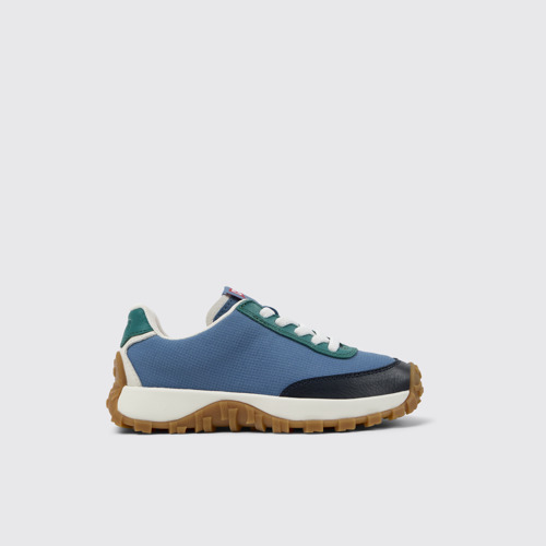 Image of Side view of Drift Trail Multicolor Recycled PET and Leather Sneakers for Kids.