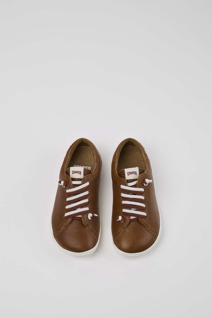 Overhead view of Peu Brown Leather Kids' Shoes.