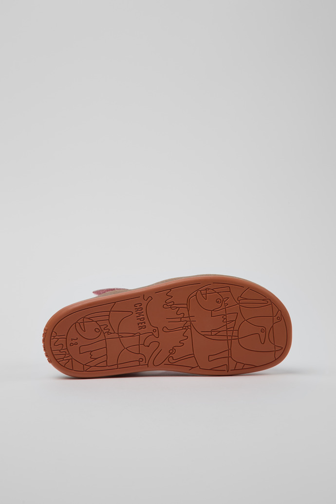 The soles of Bicho Pink Leather Closed Sandal for Kids.