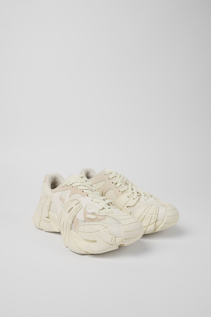 Front view of Tormenta White Textile Sneakers