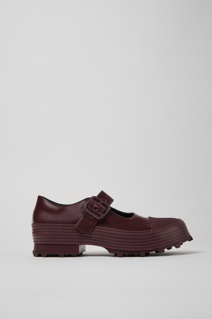 Side view of Traktori Burgundy Leather Mary Jane Clogs