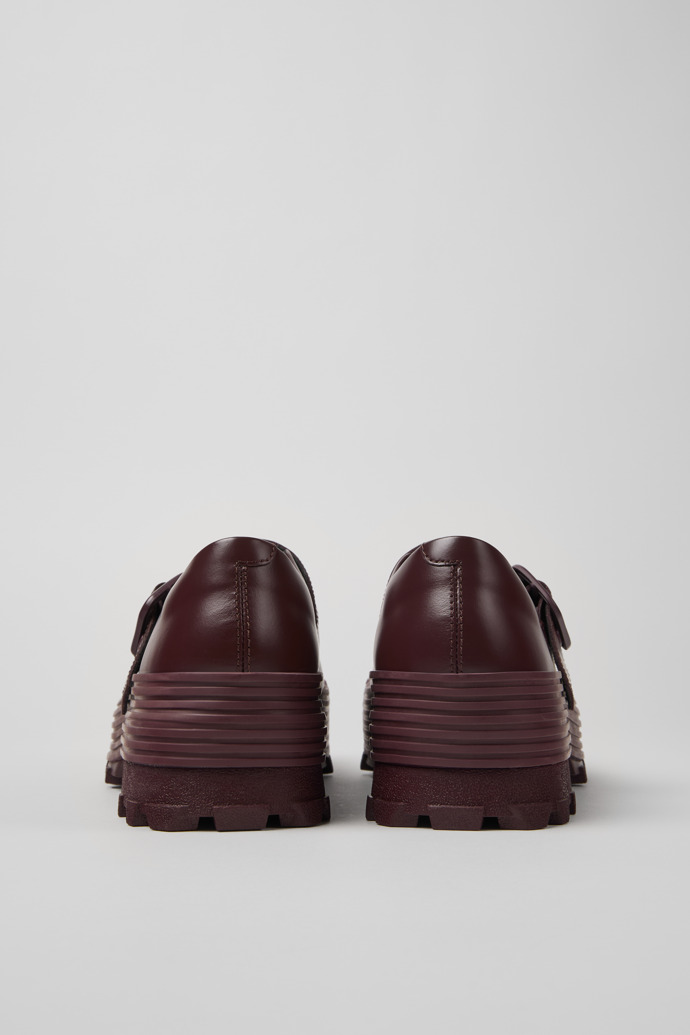 Back view of Traktori Burgundy Leather Mary Jane Clogs