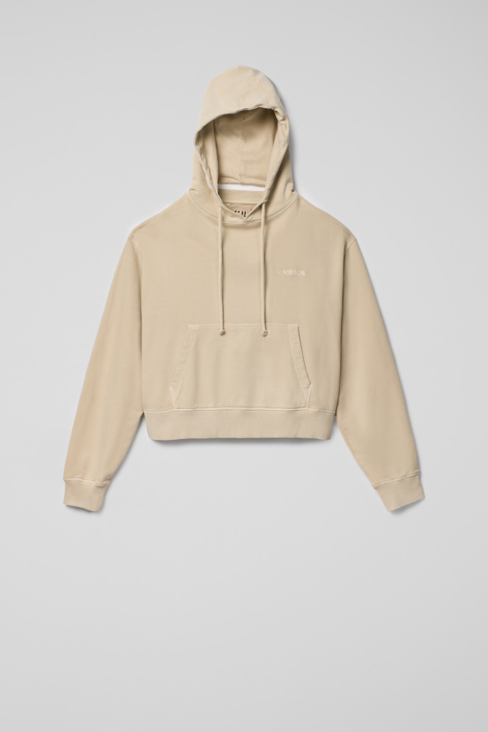 Side view of Hoodie Beige Cotton Hoodie