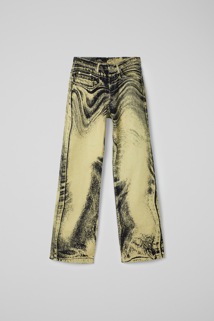 Denim Jeans Denim jeans met geel-zwarte distorted print