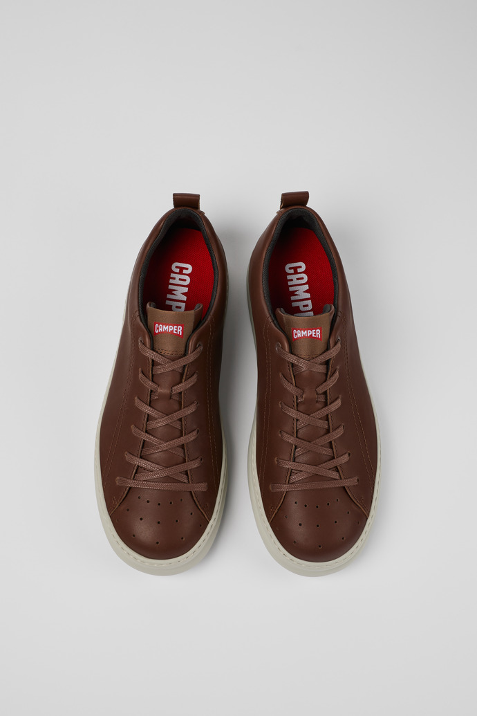 Overhead view of Runner Brown Leather Men's Sneakers.