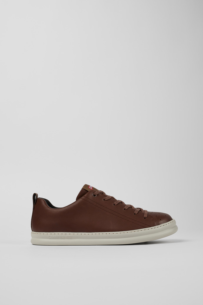 Side view of Runner Brown Leather Men's Sneakers.