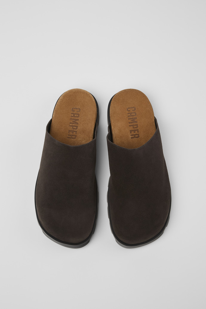 Overhead view of Brutus Sandal Gray nubuck clog for men