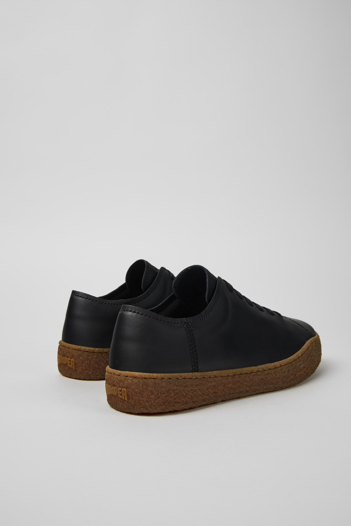 Back view of Peu Terreno Black Leather Shoes for Men.