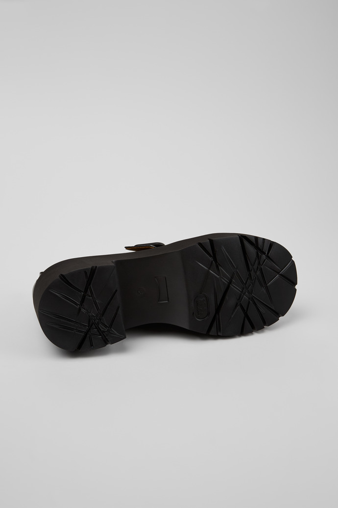The soles of Milah Black Leather Women's Shoe.