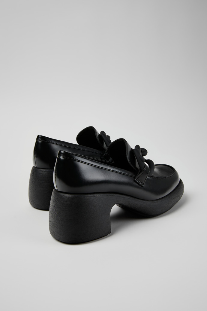 Back view of Thelma Black Leather Moccasin/Ballerina for Women.