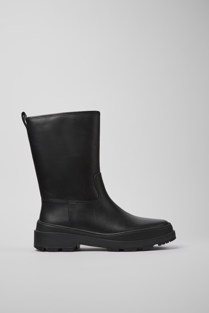 Side view of Brutus Trek Black leather boots for women