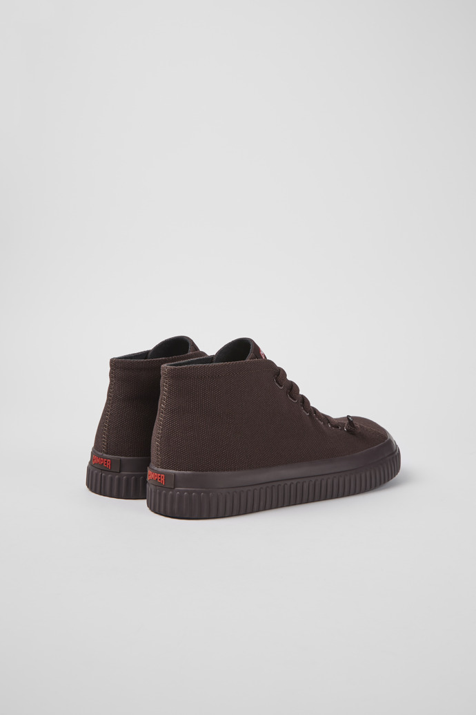 Back view of Peu Roda Burgundy recycled cotton sneakers for women