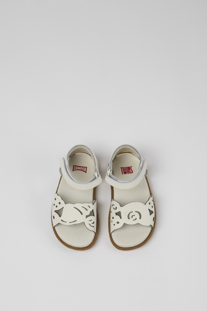 Overhead view of Twins White Leather 2-Strap Sandal
