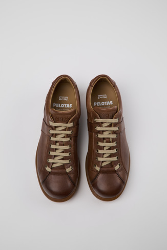 Overhead view of Pelotas Brown Leather Men's Shoes.