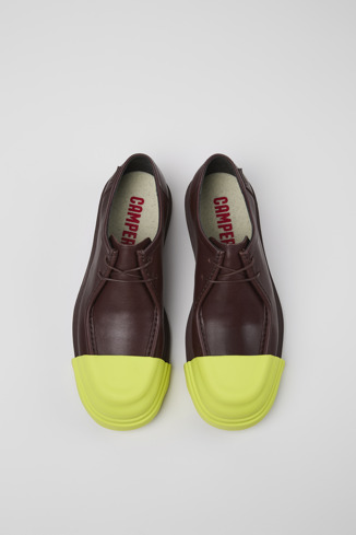 Overhead view of Junction Burgundy leather shoes for men