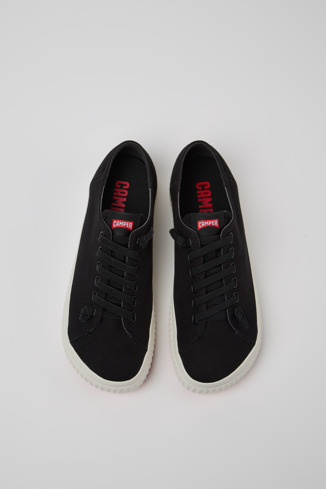 Overhead view of Peu Roda Black TENCEL™ Lyocell Sneakers for Men.