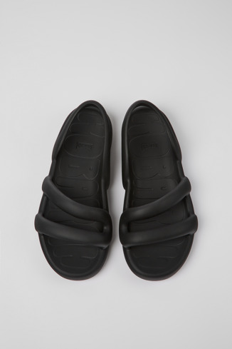 Overhead view of Kobarah Flat Black EXTRALIGHT Sandals for Men.